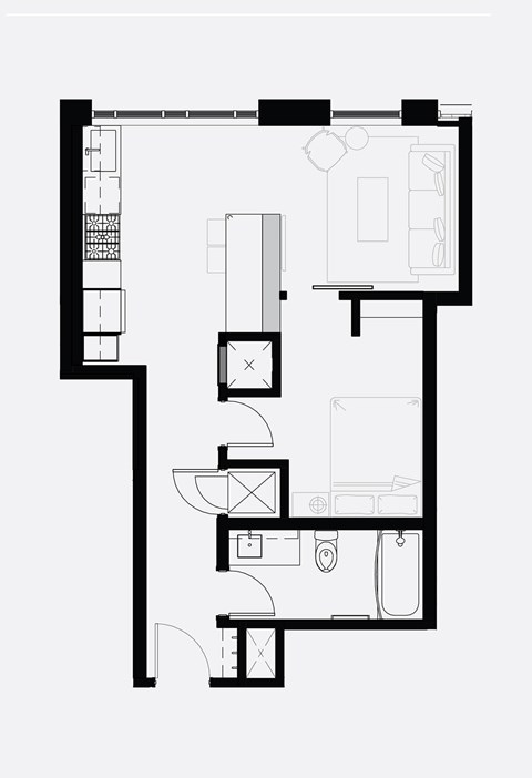 A black and white image of a floor plan of a house.